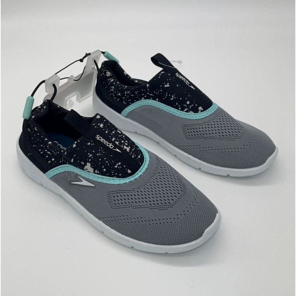 NWT Speedo Adult Women's Small 5/6 Water Shoes Black Gray Turquoise